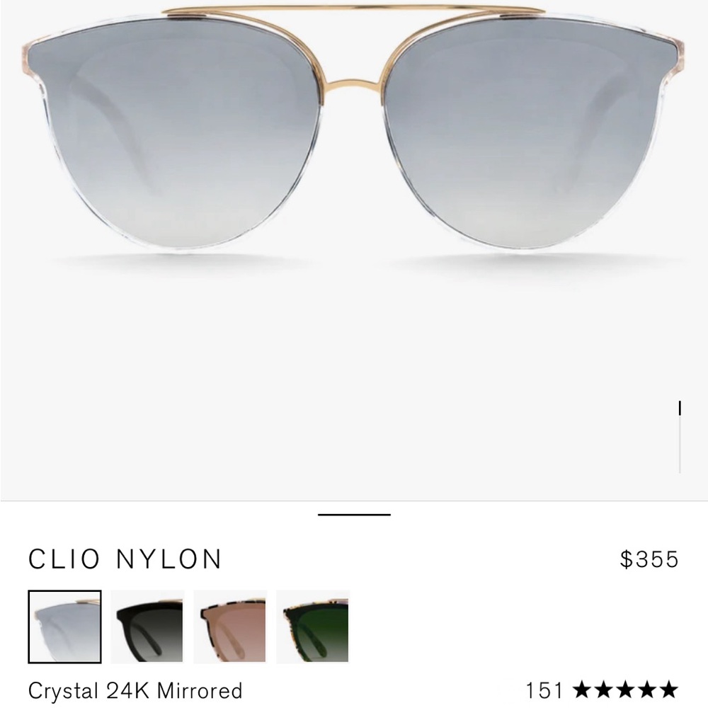 KREWE Clio Nylon Sunglasses in Crystal with Silver Mirrored Lenses